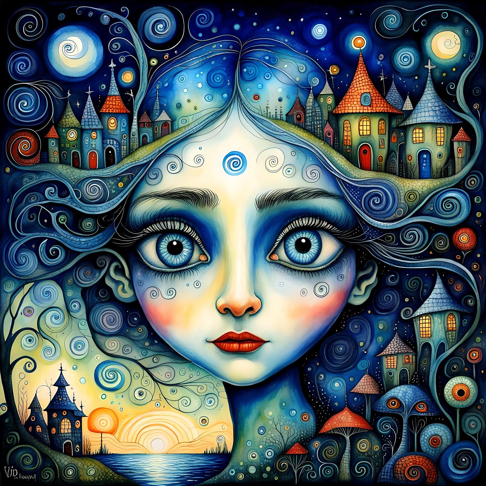 Captivating Blue Eyes in Vivid Watercolor