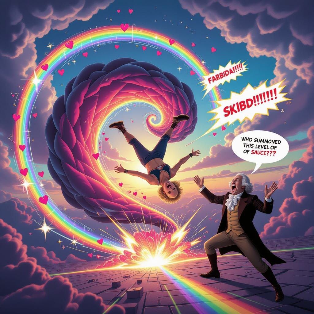 Surreal Energy Cyclone with Backflipping Figure