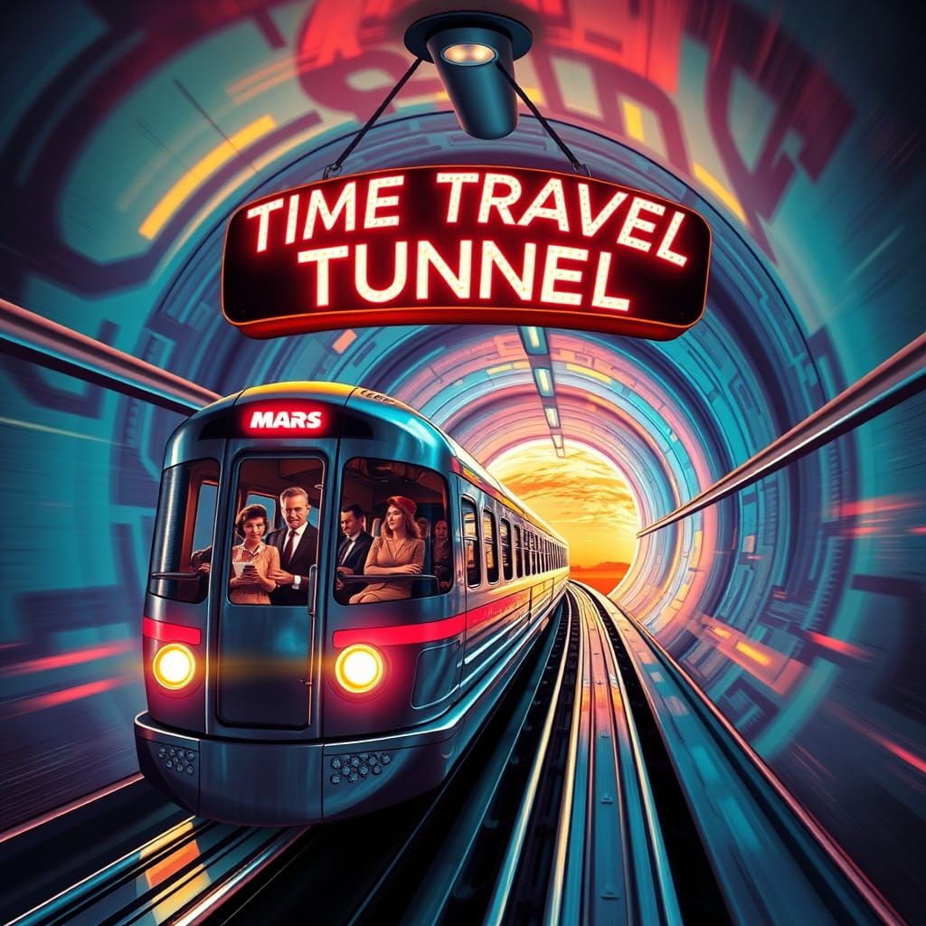 Surreal Train Rides Cosmic Highway Through Time Travel Tunne...