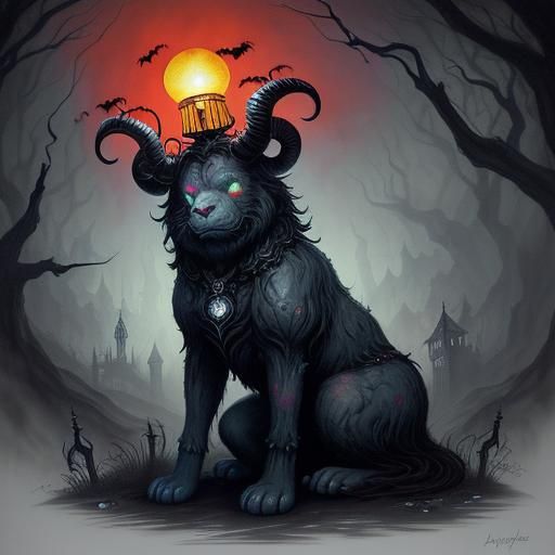 Gothic Care Bear in Dark Surreal Style