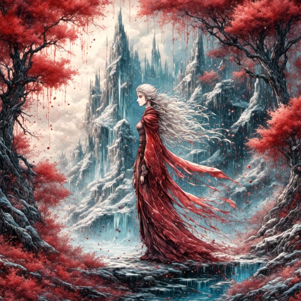 Exploding Cherry in Stylized Watercolor