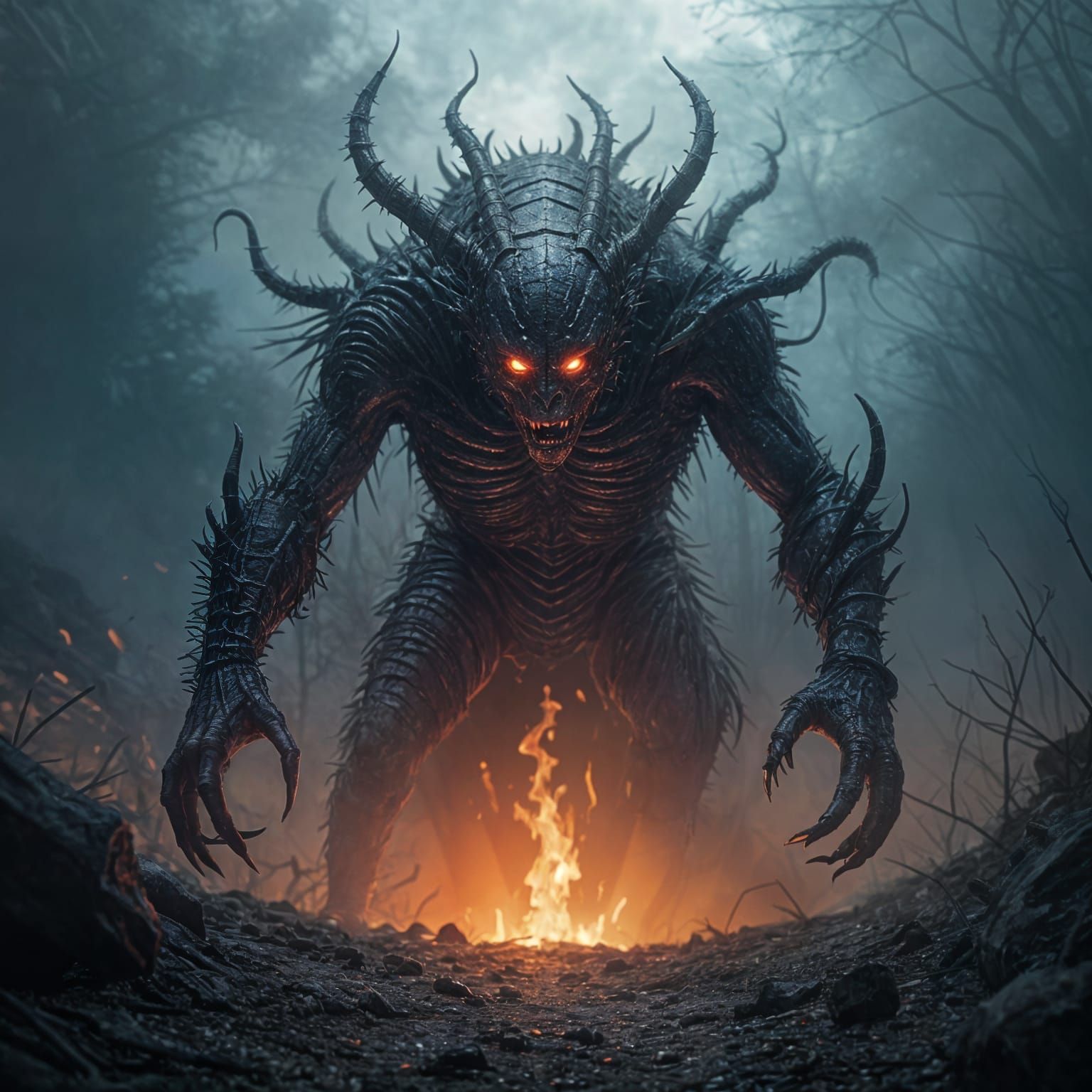 Horrific Creature Crawling From Dark Ground