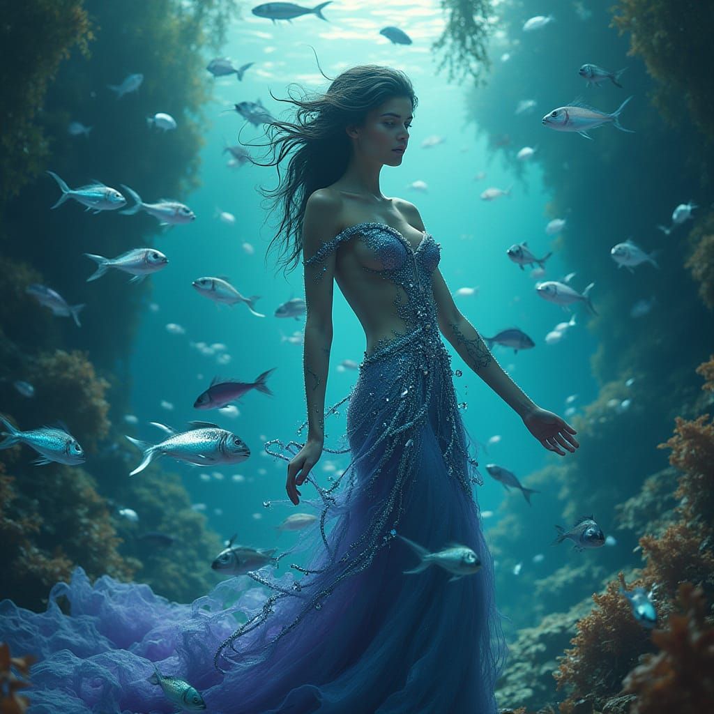 Underwater Palace Scene in Style of James Jean