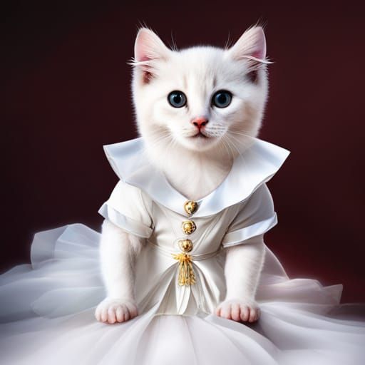 Kitten in Regal Dress: A Detailed Pet Portrait