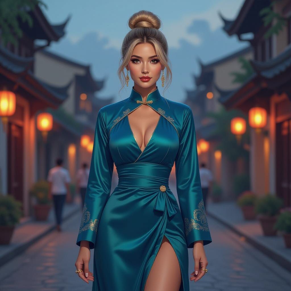 Woman in Traditional Vietnamese Dress