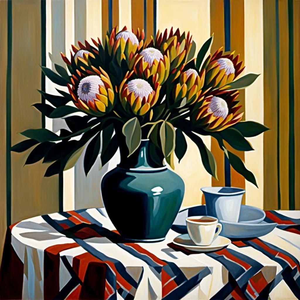 Proteas in Vase: Oil Painting Still Life
