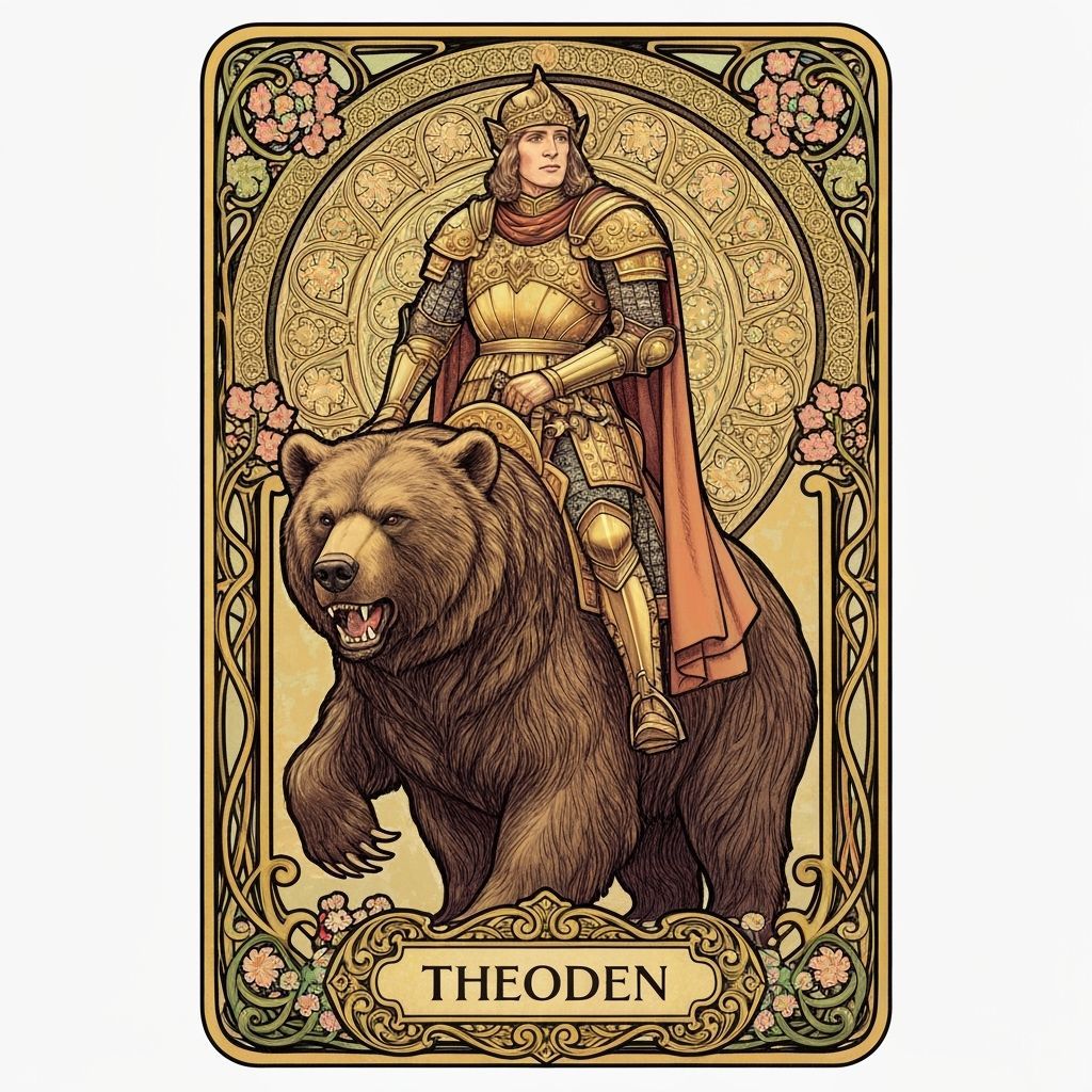 Mucha Style Tarot of King Theoden on Great Bear