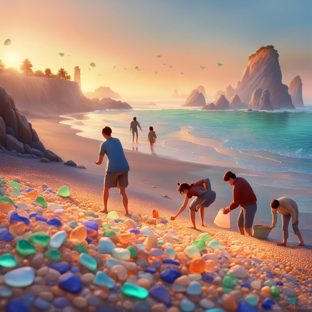Sunset Sea Glass Beach Treasure Hunt