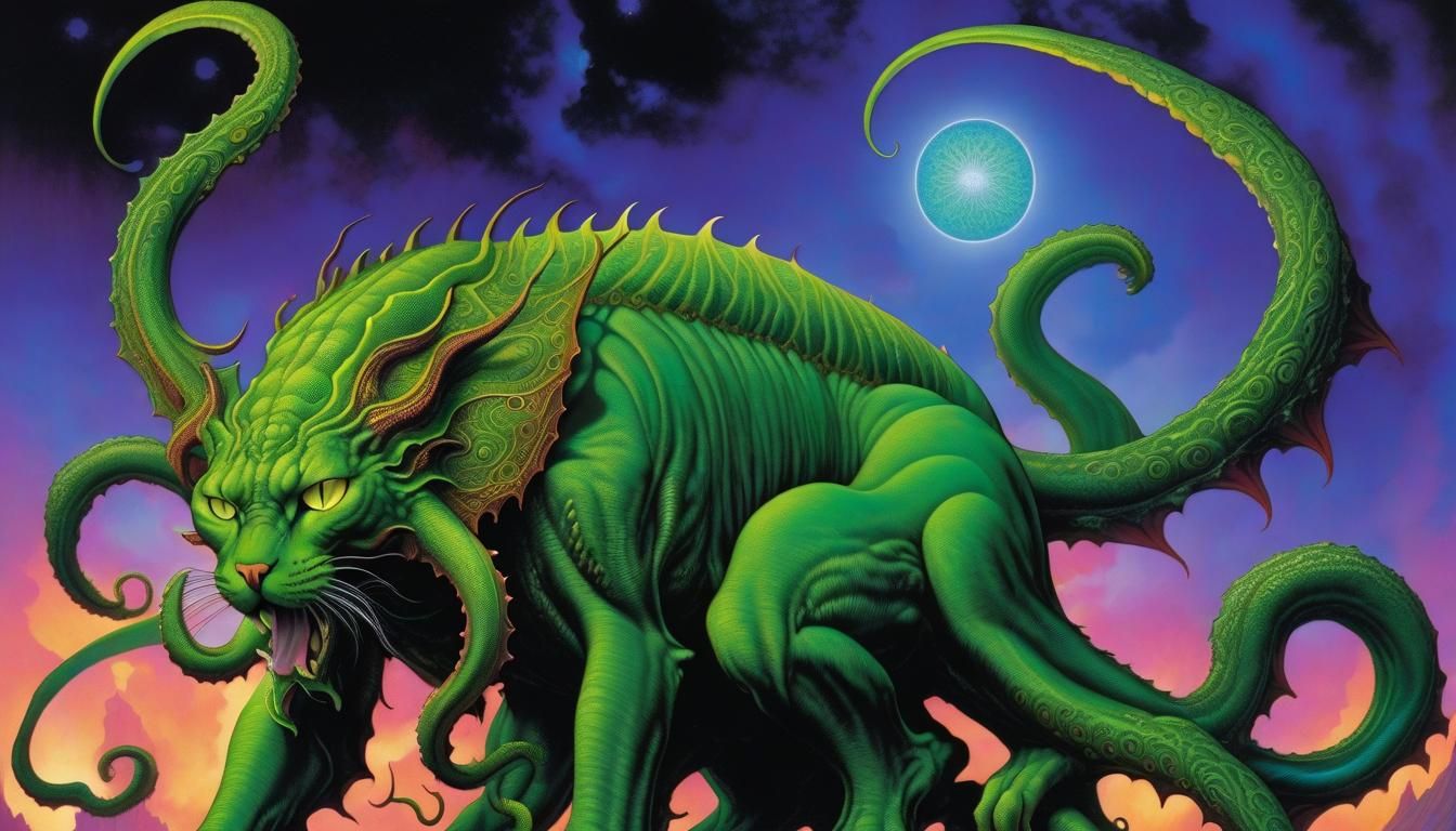 Cat-Cthulhu Hybrid in Fantasy Art Style