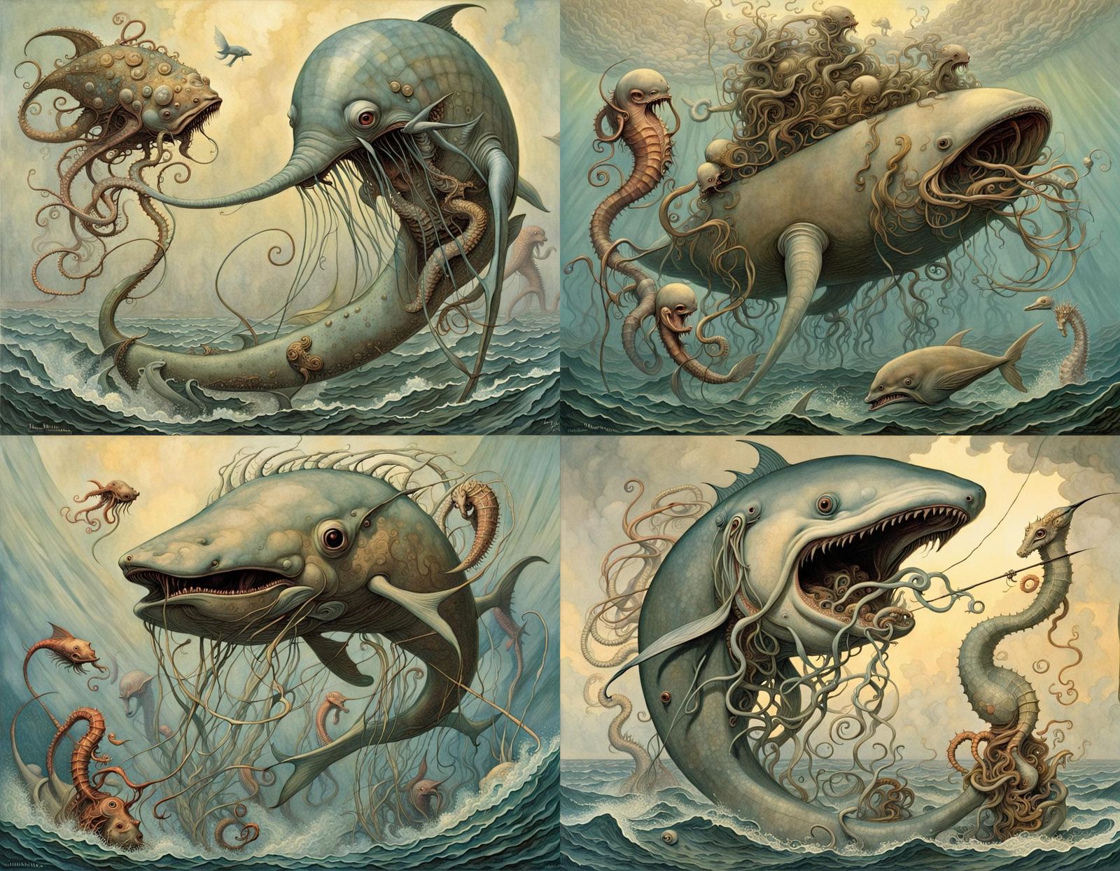 Bizarre Hybrid Sea Monster by Detmold, Hanks, Pieck