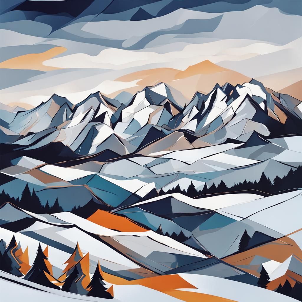 Winter in Bayern: Abstract Mountain Range Art
