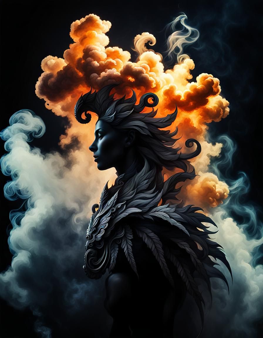 dramatic (smoke cloud:2.0) forms into shape of fantastic myt...