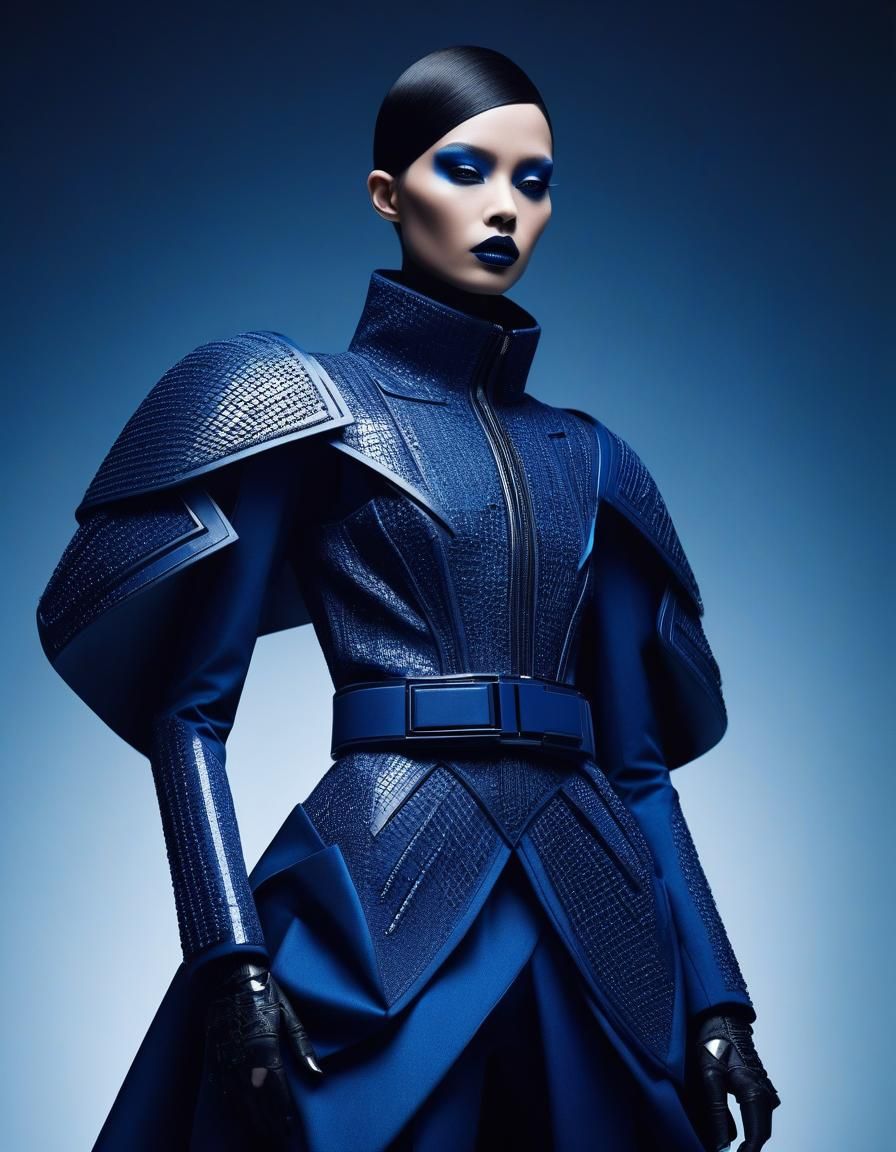 Futuristic Fashion Portrait in Moody Blue