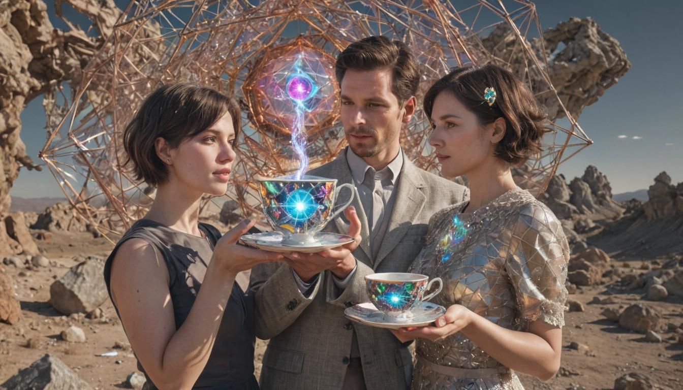 Surreal 1930s Couple in Maximalist Landscape