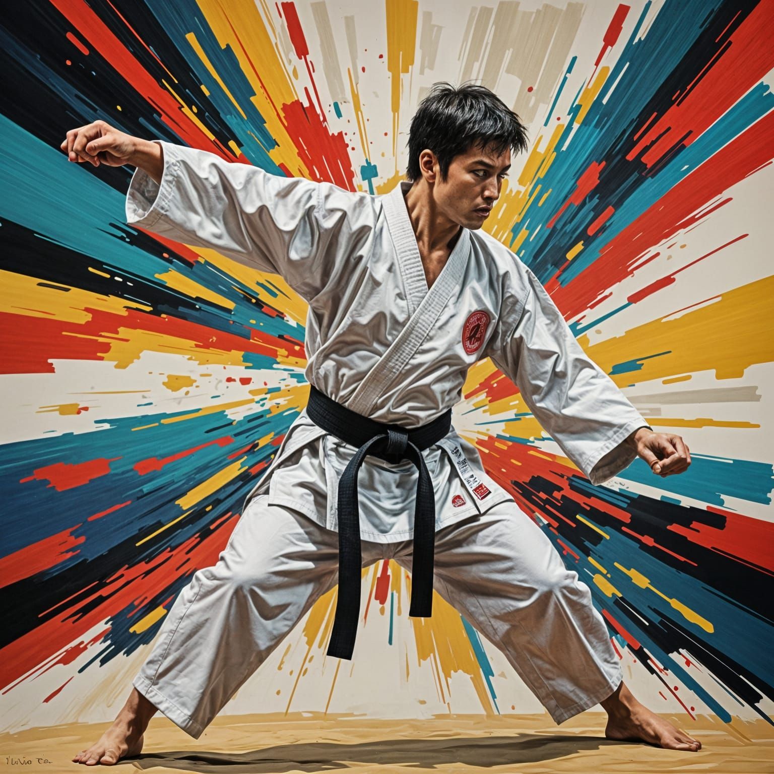 Dynamic Abstract Karate Motion Design