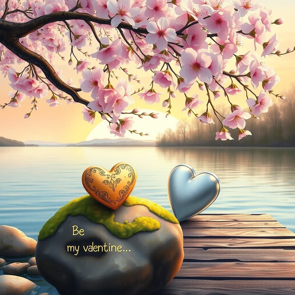 Romantic Lakeside Cherry Blossom Whispers