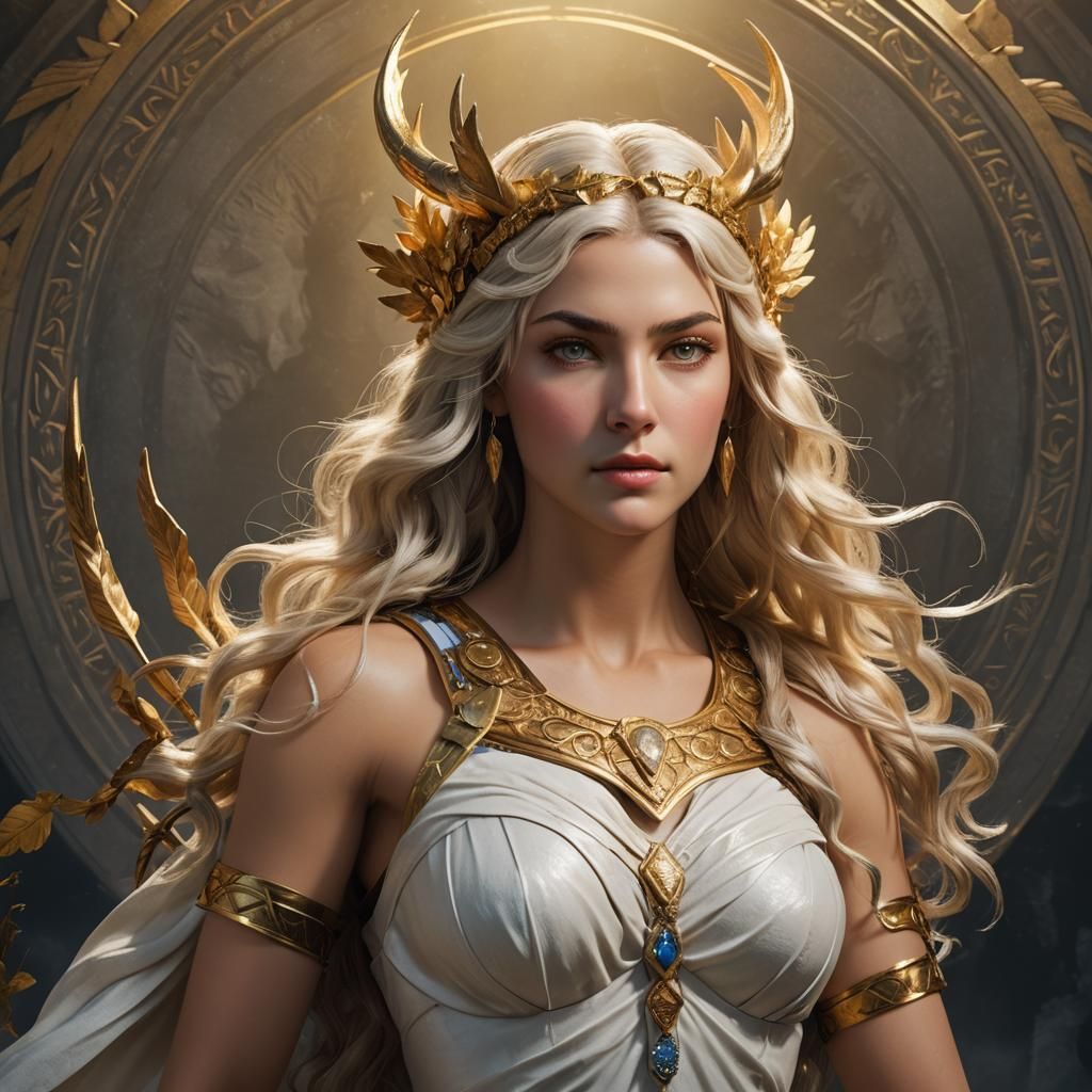 Artemis: Greek Goddess Portrait in Dark Fantasy Style