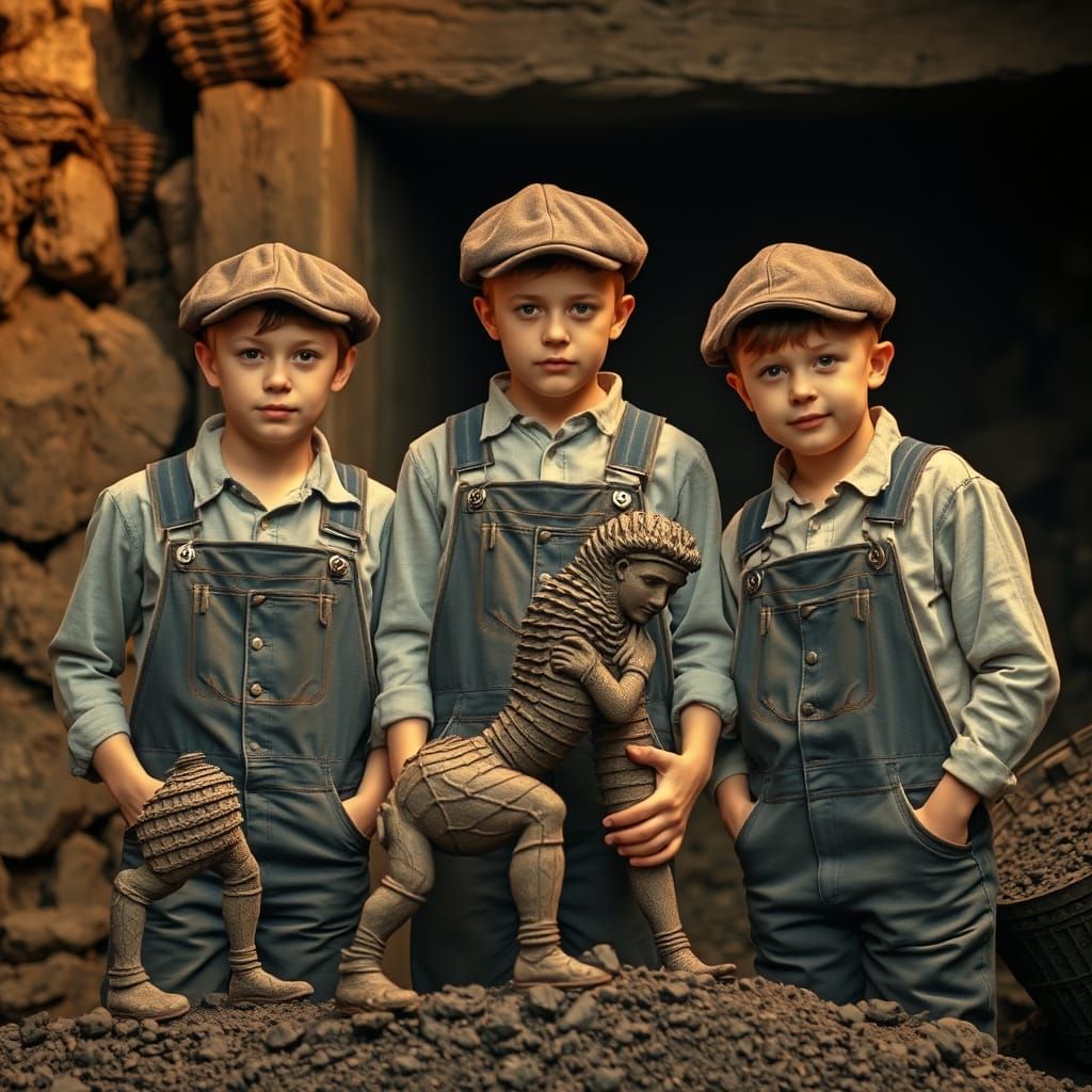 Three Boys Uncover Ancient Welsh Coal Sculpture