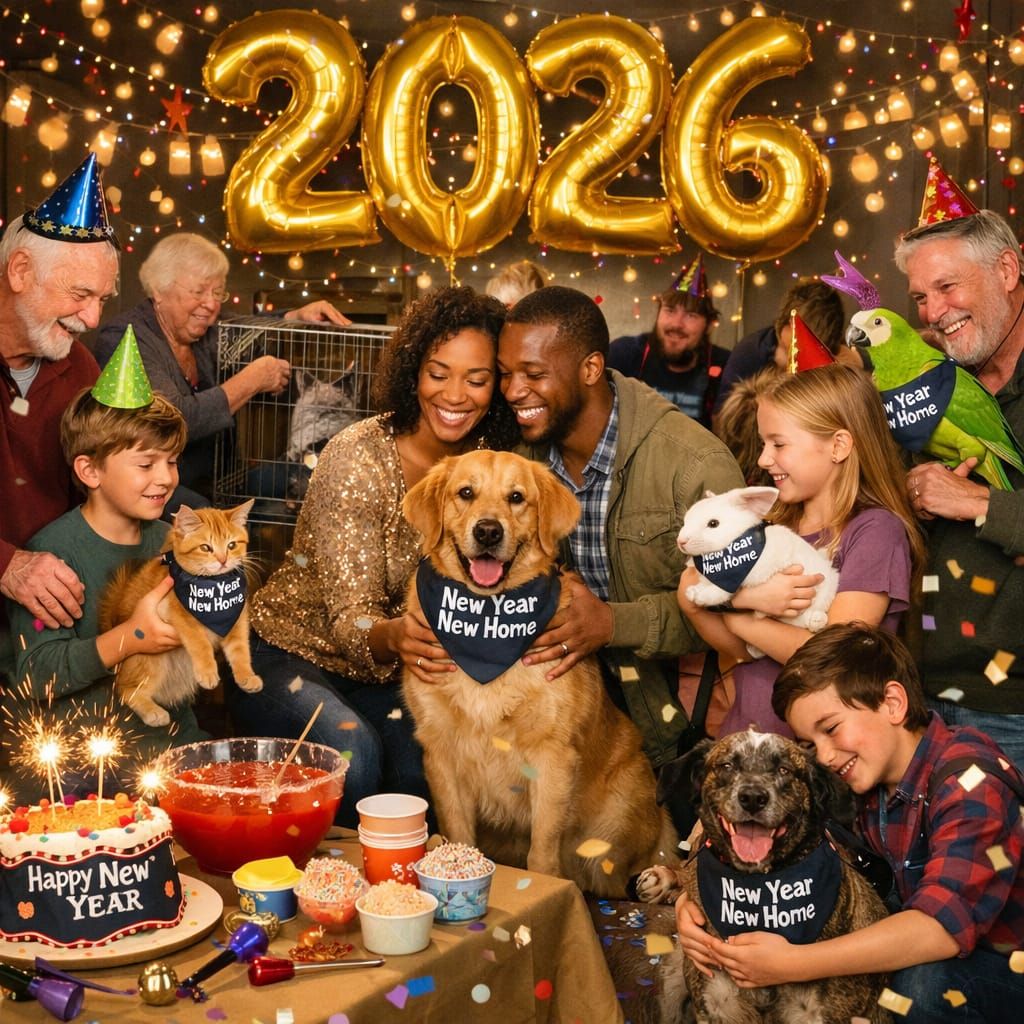 Joyful Animal Shelter Adoption Event on New Year's Eve