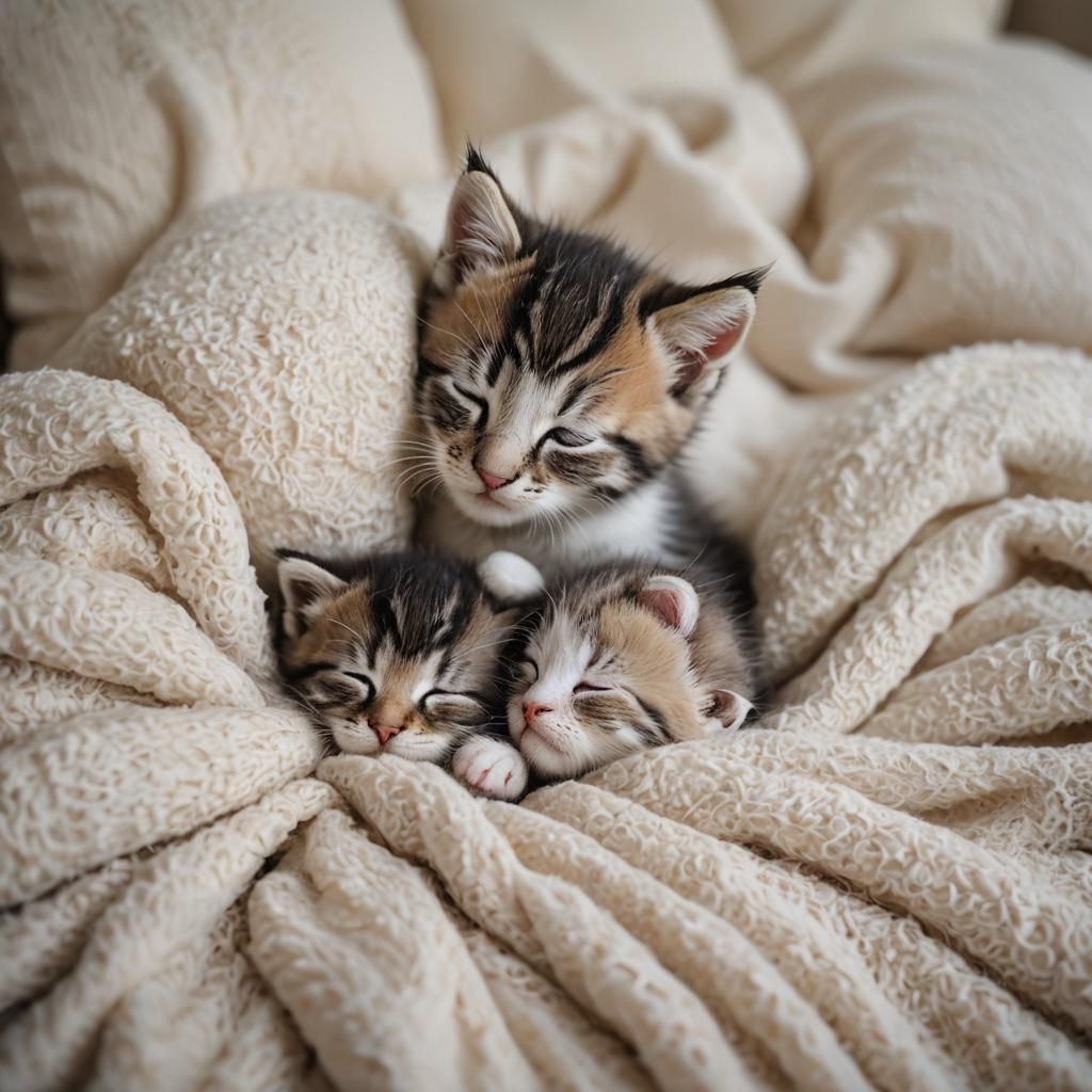 Kittens Cuddling in Warm Newborn Photography Style