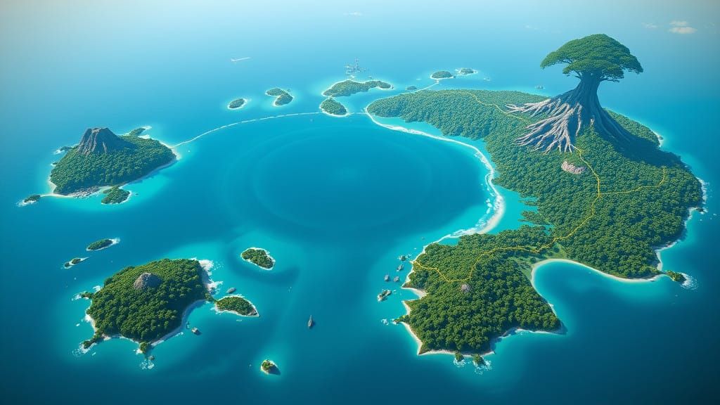 Ethereal Archipelago: A Mystical 12-Island Top-Down Map