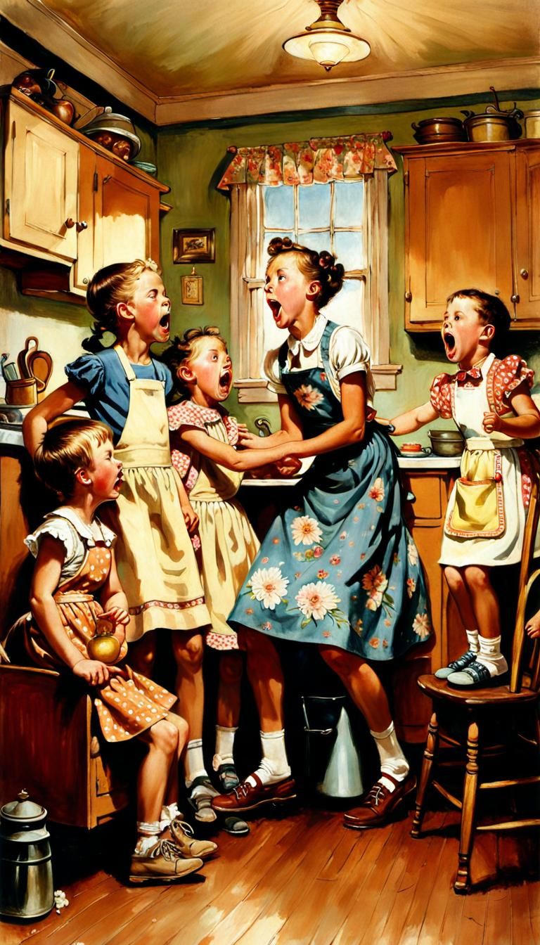 Alien Housewife in Rockwell Style