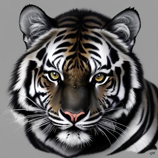 Hyperdetailed Charcoal Drawing of Black Bengal Tiger