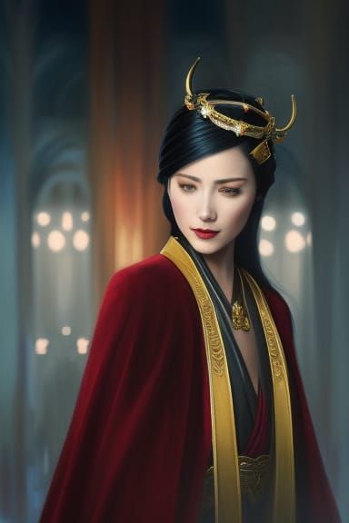 Elegant Portrait of a Princess on a Throne