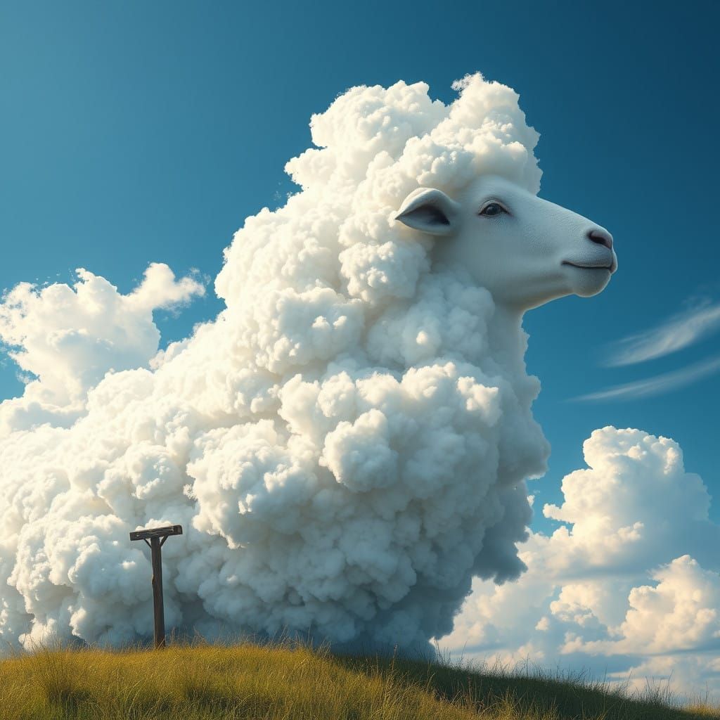 Hyperrealistic Sheep Silhouette in Vibrant Splash Art