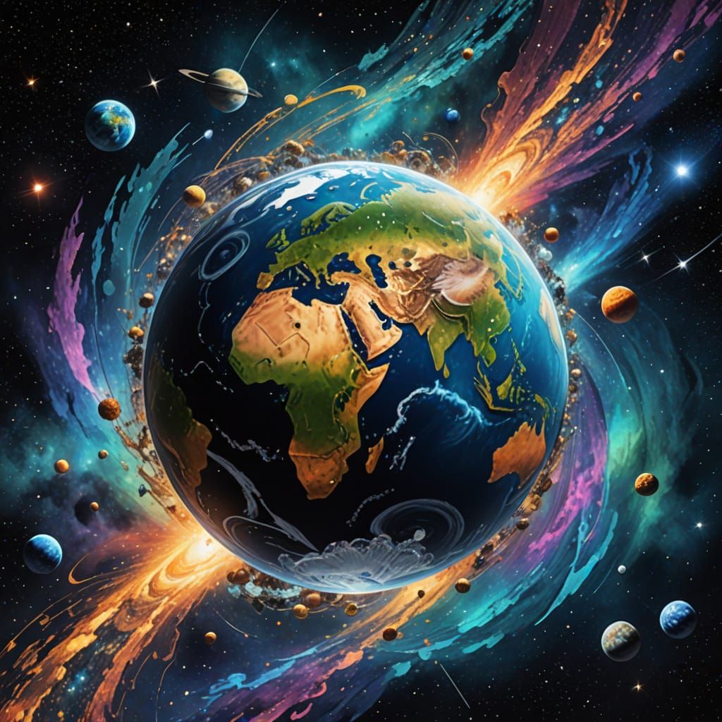 Earth with Galaxy Background as Astral Illustration