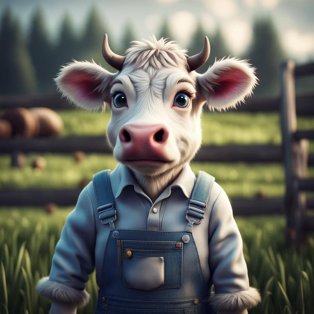 Holographic Cow Doing Chores: 3D Digital Photoillustration