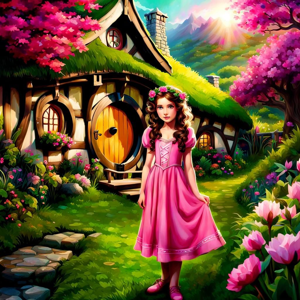 Hobbit Girl in Pink 1