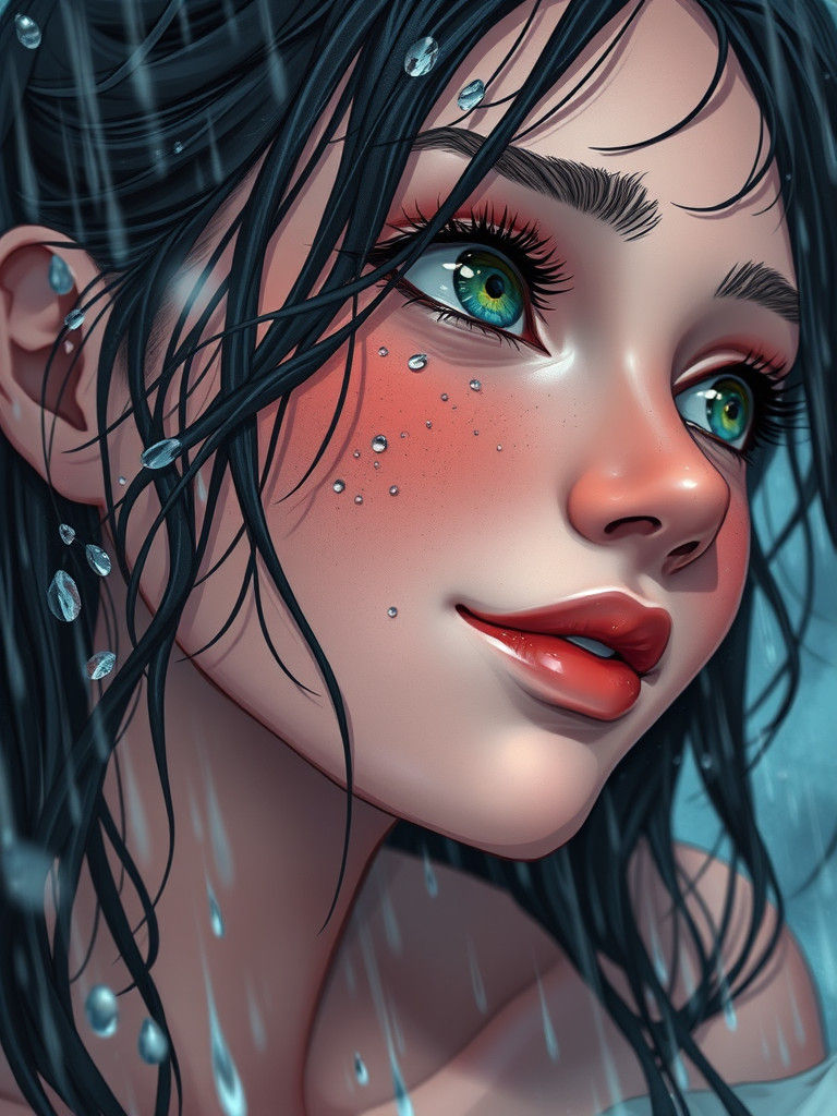 Rainy Day Princess: Anime Portrait in Digital Art