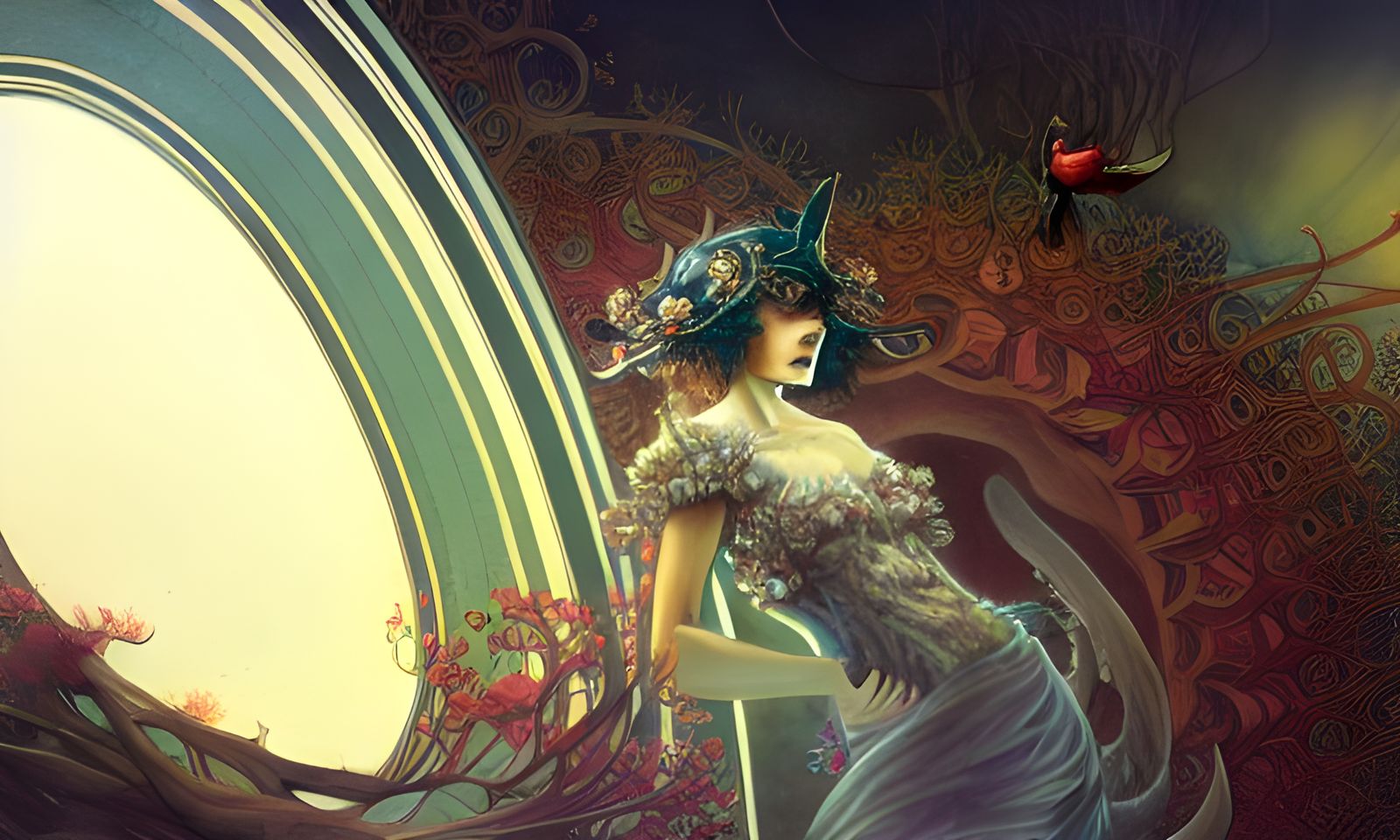 Intricate Geode Classroom with Anthropomorphic Ants