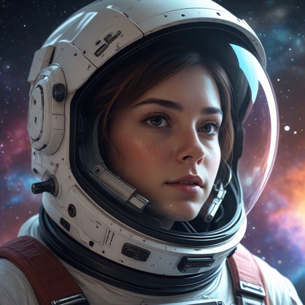 Astronaut Gazing at Nebula from Spaceship Window