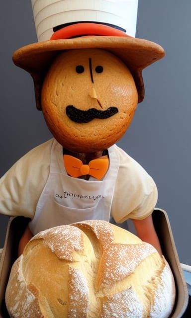 Baker with Bread in a Bakery