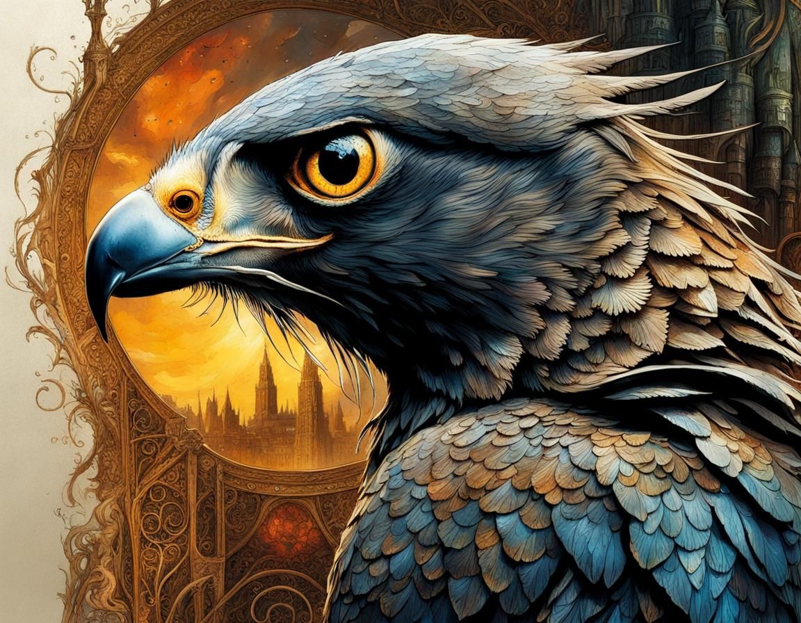 Detailed Peregrine Falcon Portrait in Hyperrealistic Style
