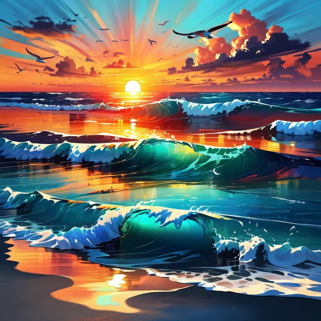 Beautiful Ocean Sunset at Twilight