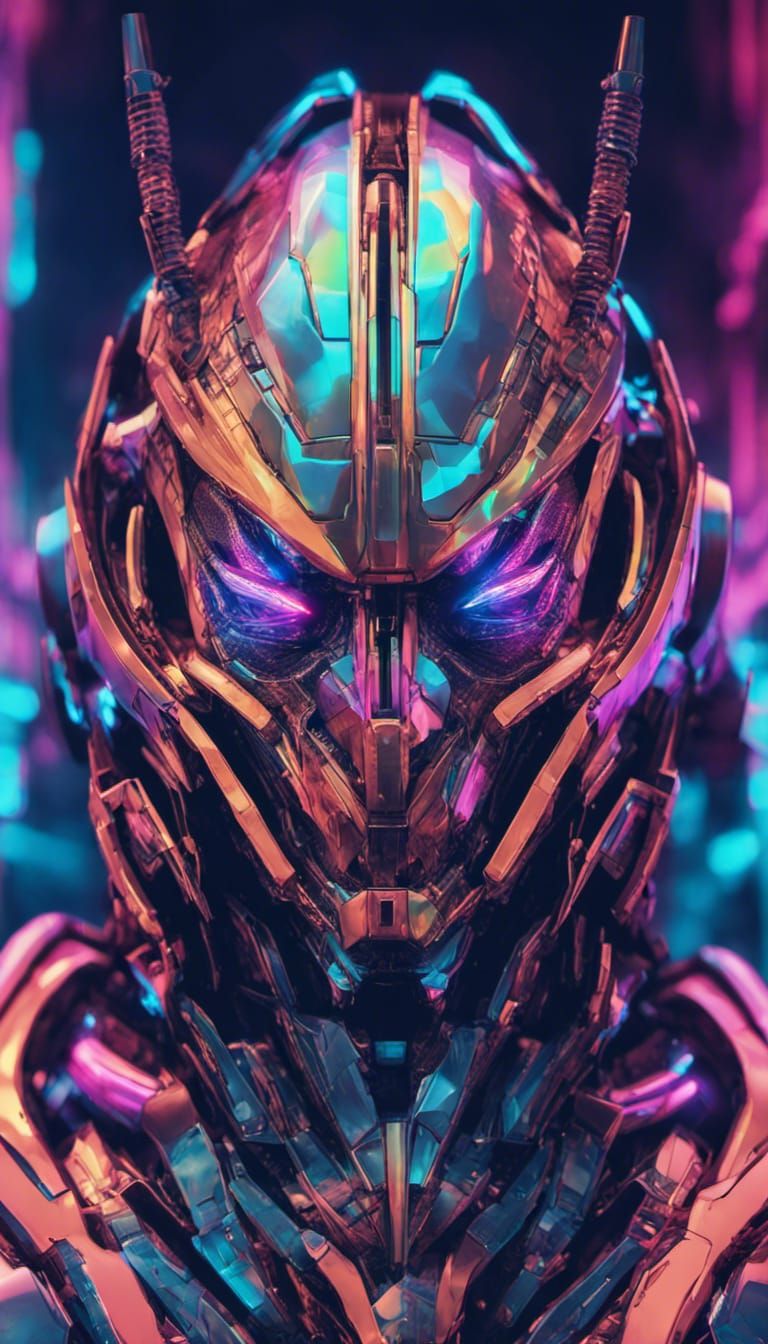 Futuristic Robot Armor Portrait with Neon Highlights
