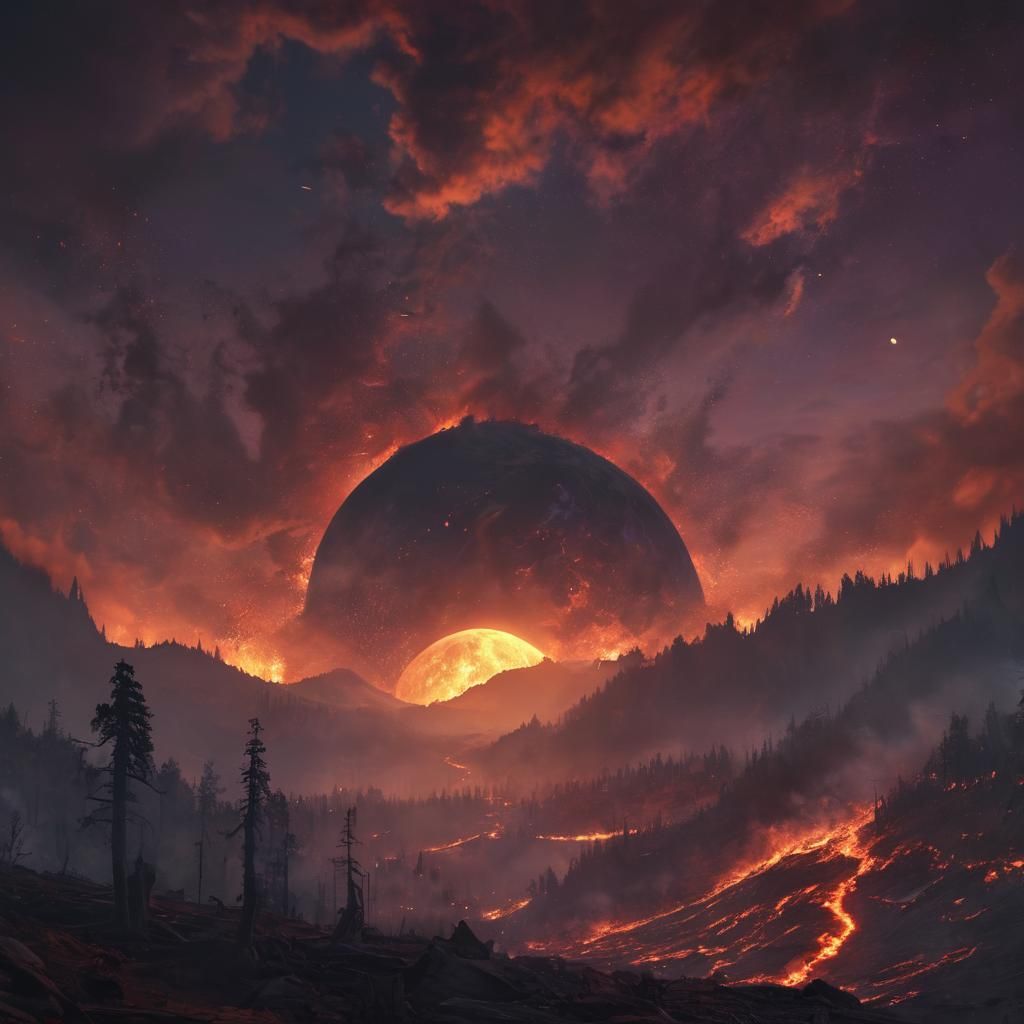 Wildfire Under Dark Moon: Fantasy Concept Art