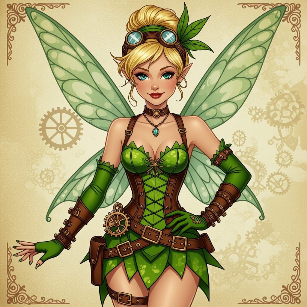 Steampunk Tinkerbell with Mechanical Wings