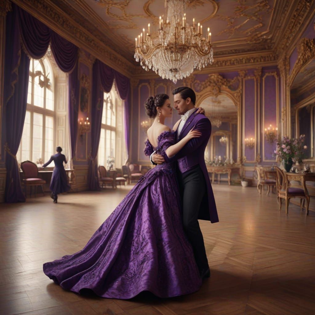 Baroque Ballroom Dance in Purple Hues