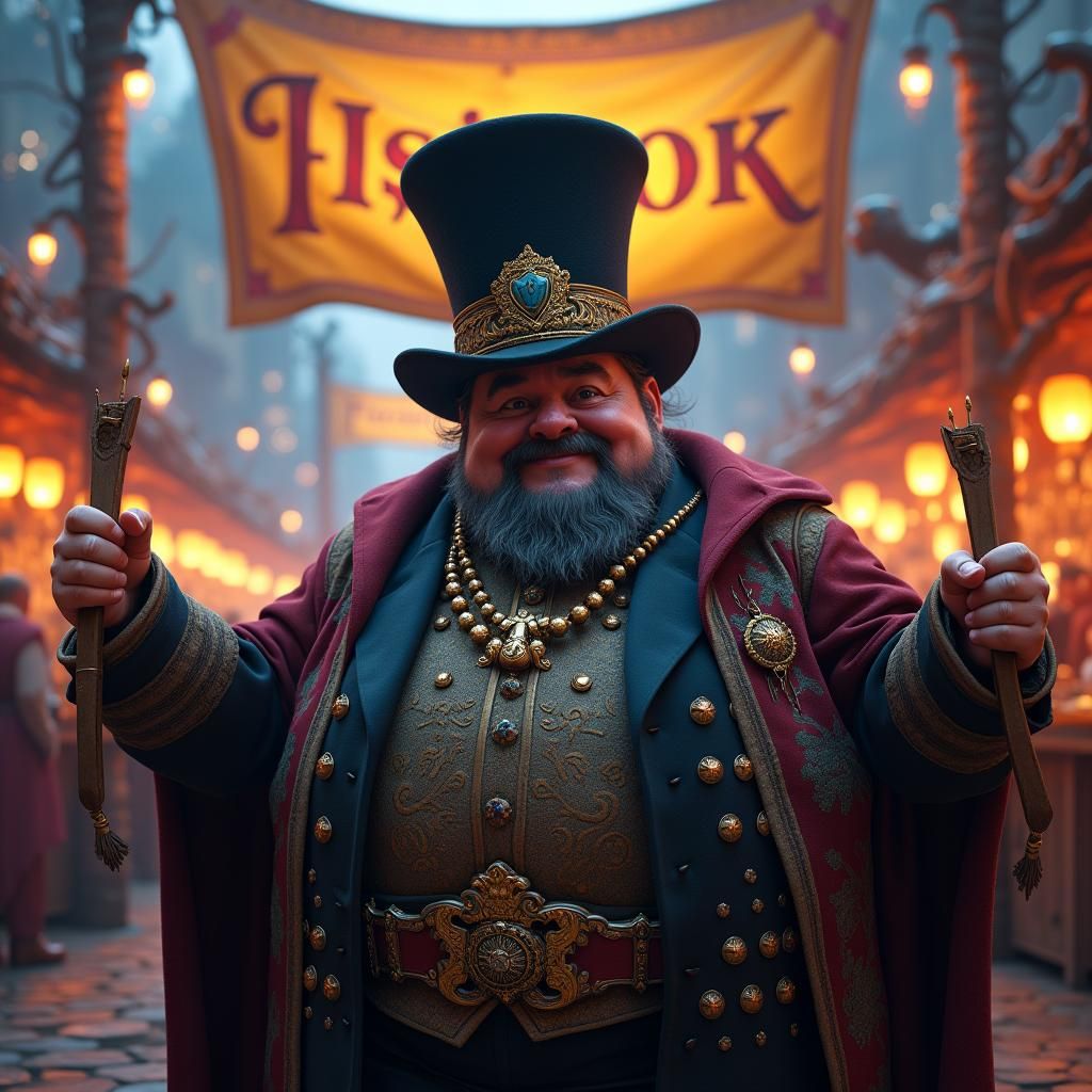 Jovial Mayor at Mystical Fair in Art Nouveau Style