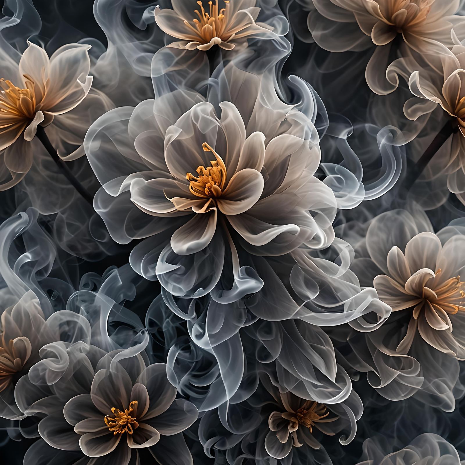 Mysterious Smoky Flower in Hyper-Realistic Detail