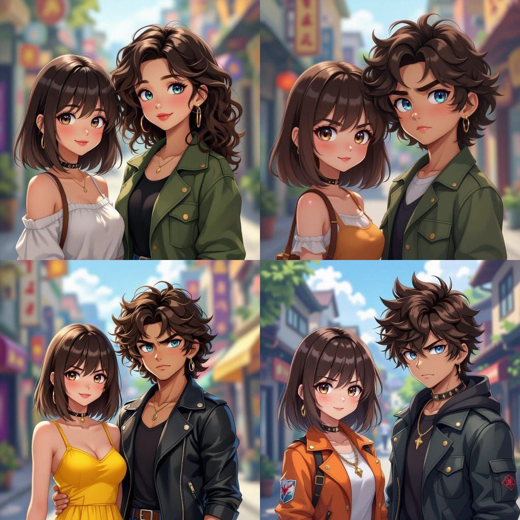 Two Best Friends: Happy Girl and Angry Girl Cartoon