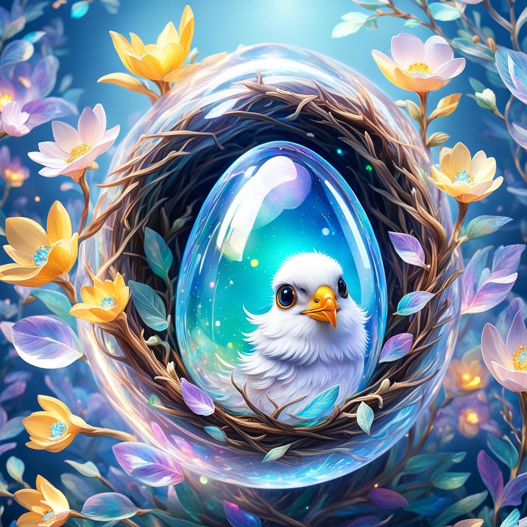 a visual illusion top view of a 3 cute excited egg shape opa...