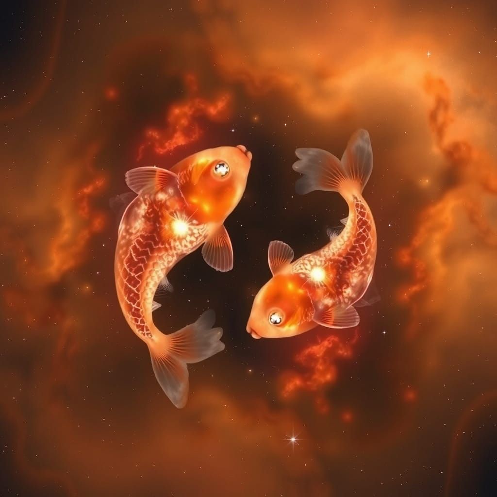 Cosmic Carp Nebulae in Celestial Dance