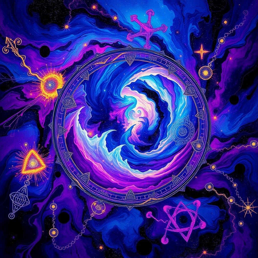Abstract Magic Nebula: Electric Blues and Purples
