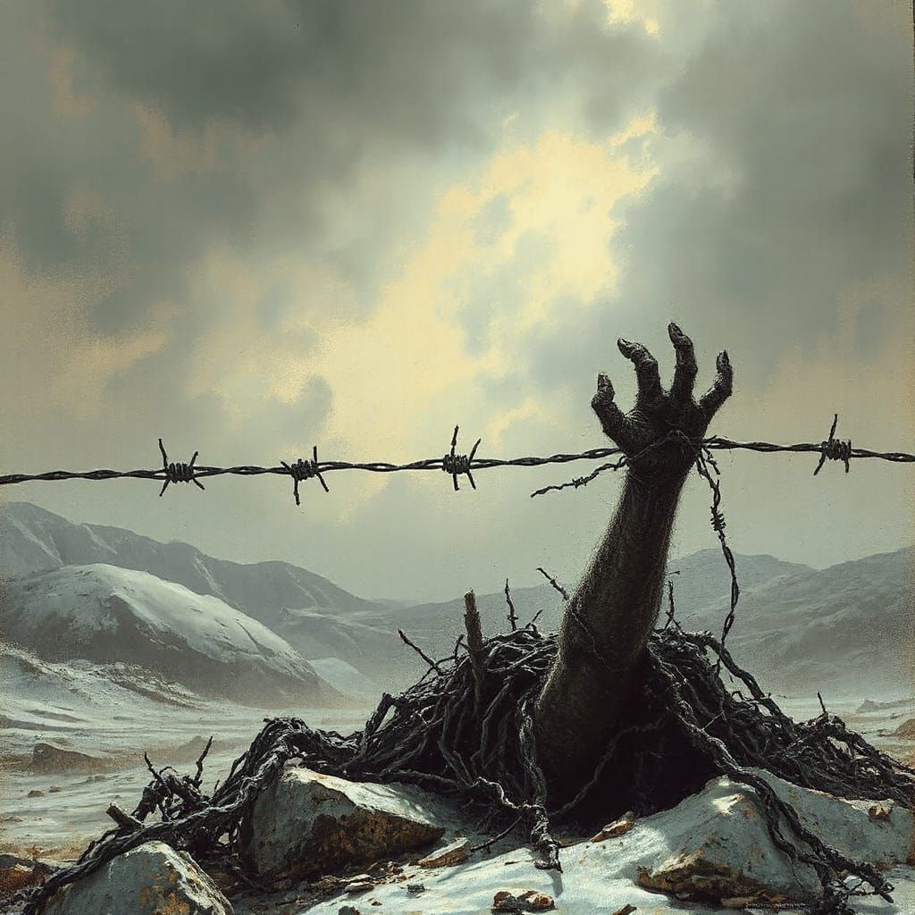 Horrific Barbed Wire Feast in Doré Style