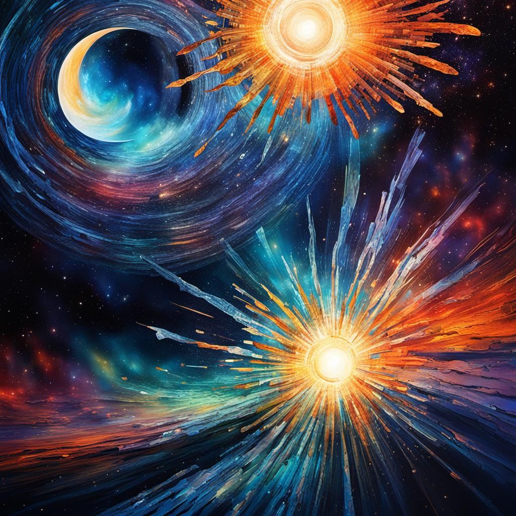 Nara's fingers shimmer trickling light
Cosmic engineer gravi...